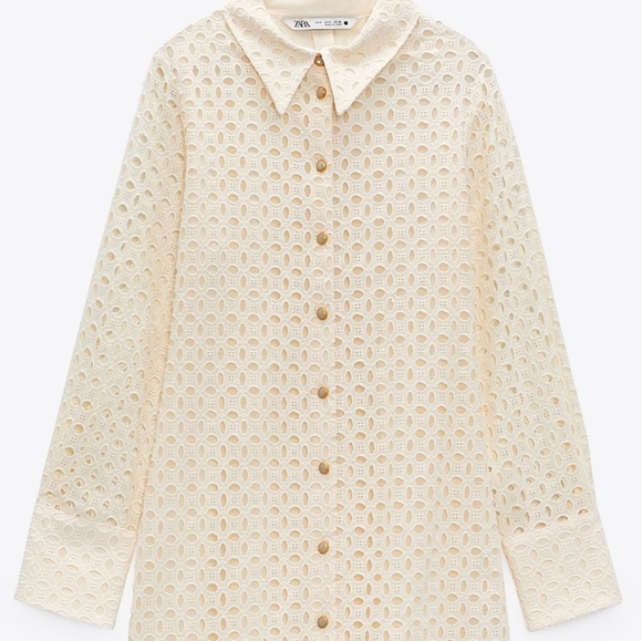 Zara Shirt Dress Maxi L/XL Cream/Off White - Picture 7 of 10